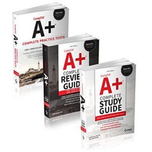 CompTIA A+ Complete Certification Kit for Exam 220-1101 and Exam 220-1102, comprehensive study guide with practice tests and exam tips for IT professionals.