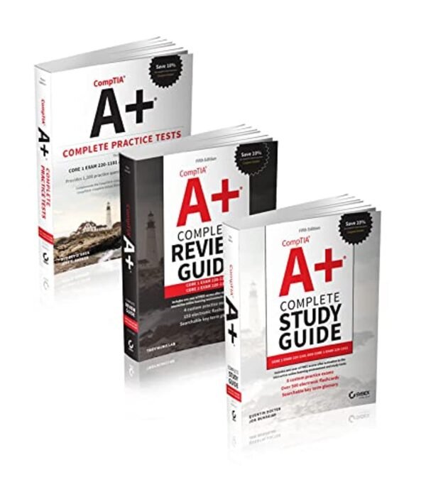 CompTIA A+ Complete Certification Kit for Exam 220-1101 and Exam 220-1102, comprehensive study guide with practice tests and exam tips for IT professionals.
